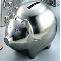 Large Brushed Finish Piggy Bank (Pewter Finish)